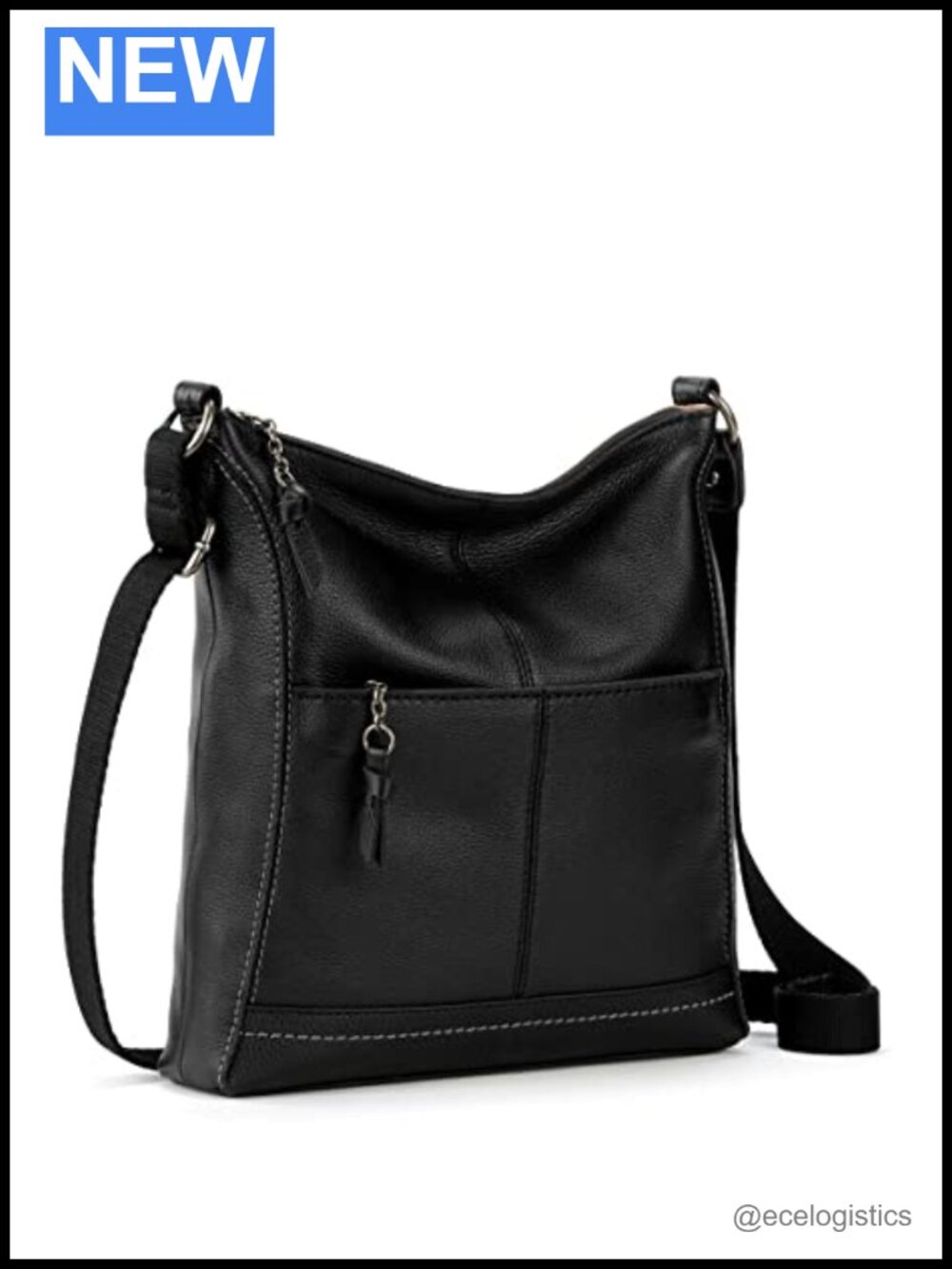 Leather Crossbody Purse with Adjustable Strap, Zipper Closure
